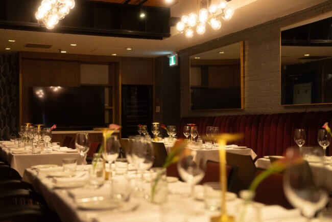 Sophisticated private dining setup at Blu Ristorante featuring refined table decor