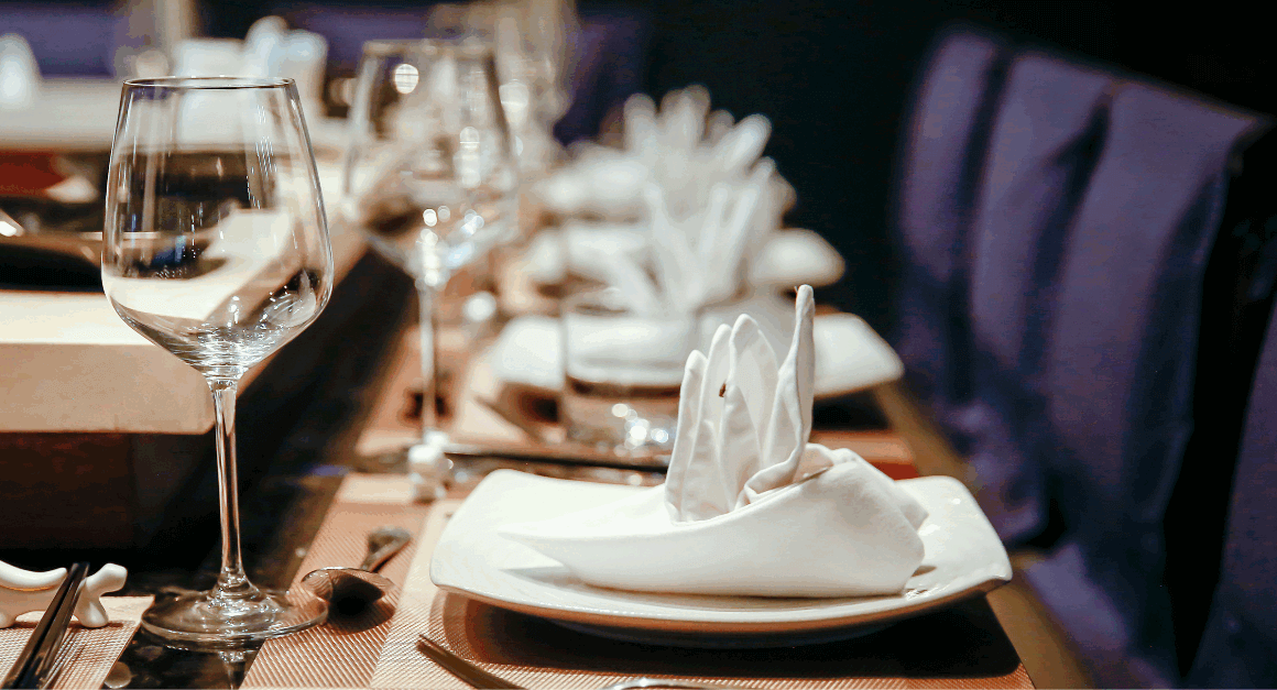 Elegant fine dining table setup at Blu Ristorante on King Street Toronto