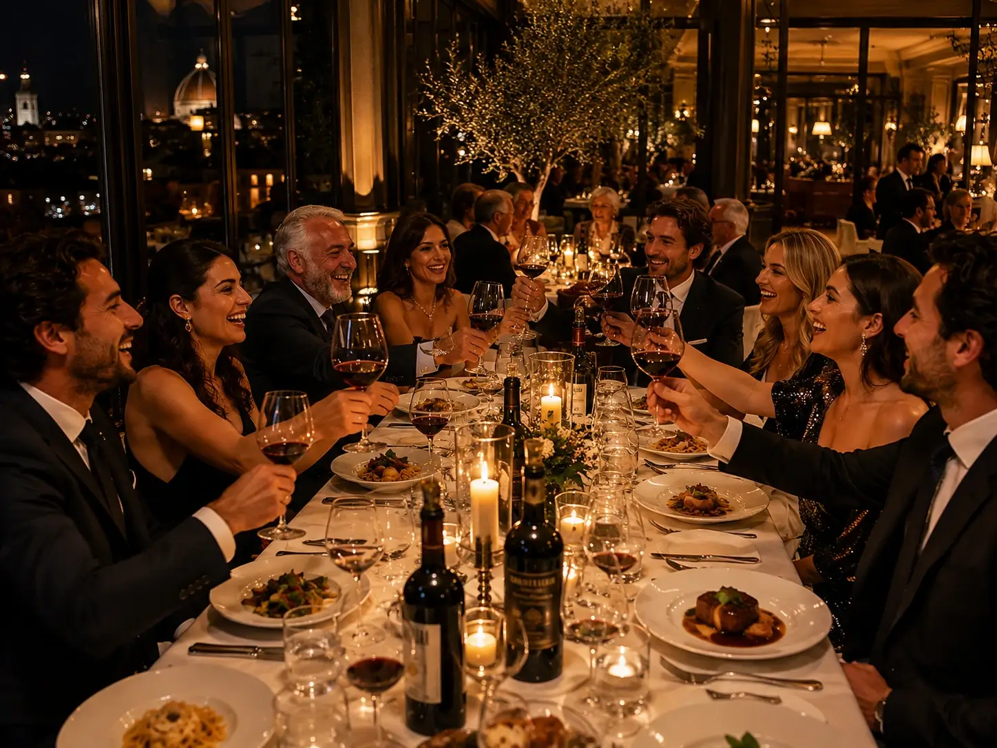 Group dining celebration at a Blu Ristorante