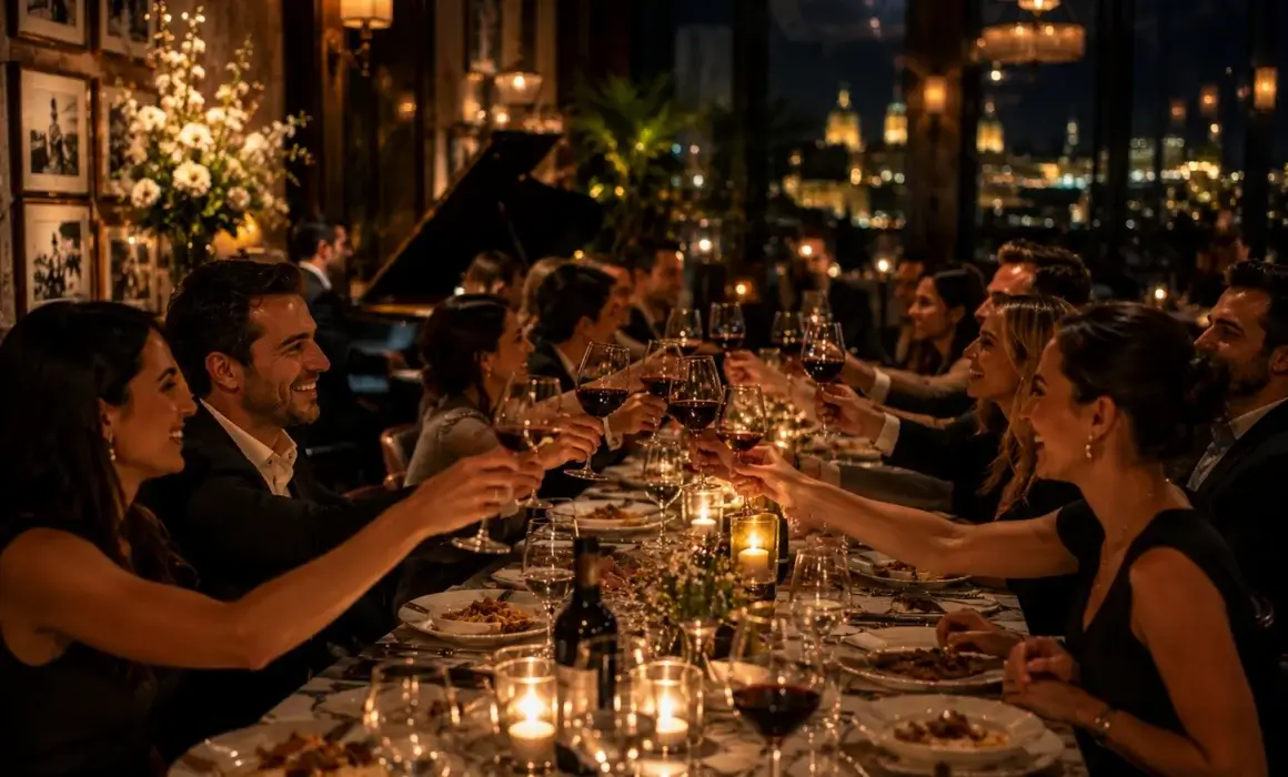 Private dining celebration at an Italian restaurant