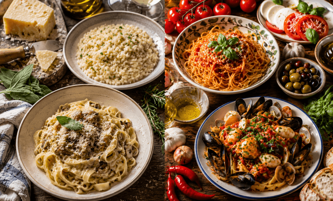 Northern and Southern Italian cuisine featuring traditional regional dishes